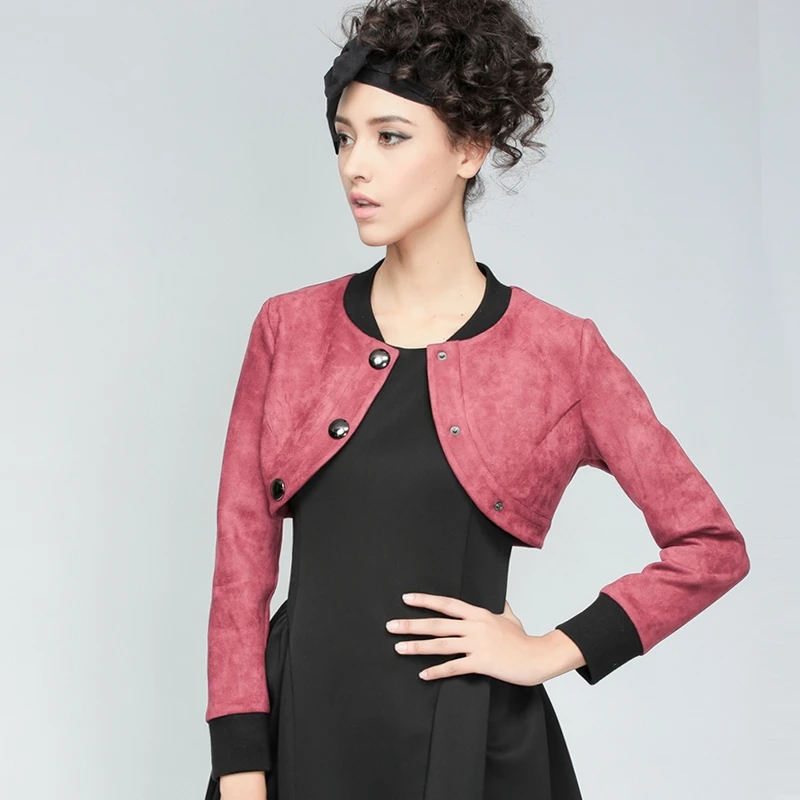 

2016 Spring Autumn Women Buttons Suede Small Shawl Short Cardigan Long Sleeve Small Jacket Female Thin Cardigan W792
