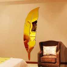 Новое поступление зеркальные перьевые акриловые настенные наклейки консоль туалетное зеркало для спальни DIY Художественный Настенный декор золотой серебряный цвет