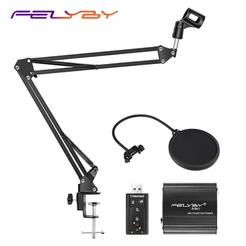 

Hot! Professional Black Microphone set Adjustable Metal Suspension Scissor Arm Microphone Stand Holder for Mounting on PC Laptop