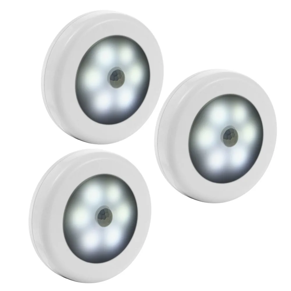 

SOLLED 3PCS Battery Powered LED Sensor Night Light PIR Motion sensor Brightness sensor Magnetic Infrared Wall Lamp
