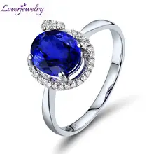 New Engagement Oval 6x8mm Natural Diamond Tanzanite Ring Real 18k White Gold for Women Birthday Fine Jewelry Christmas Gift R602 noble jewelry emerald cut 6x8mm solid 18k two tone gold natural diamond tanzanite pendants jewelry for women wp070