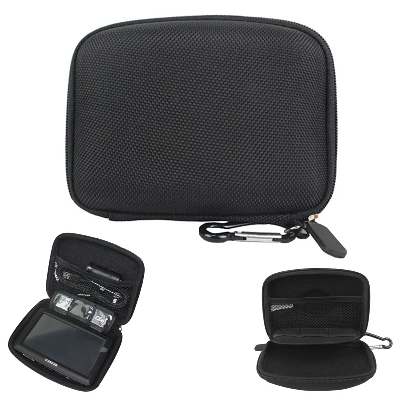 

4.3 Inch Black EVA Nylon Fabric Multifunctional Waterproof Shockproof Car GPS Navigator Bag with Hexagonal Mesh Bags