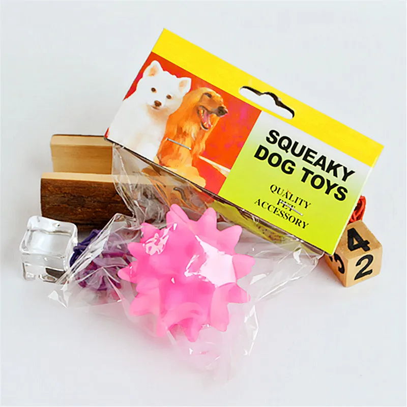 1 шт. игрушка для питомцев, собак, кошек, скрипучих, красочный Шипованный шар, игрушки для обучения собак, ТПР, экологические жевательные игрушки для щенков, звучащие игрушки