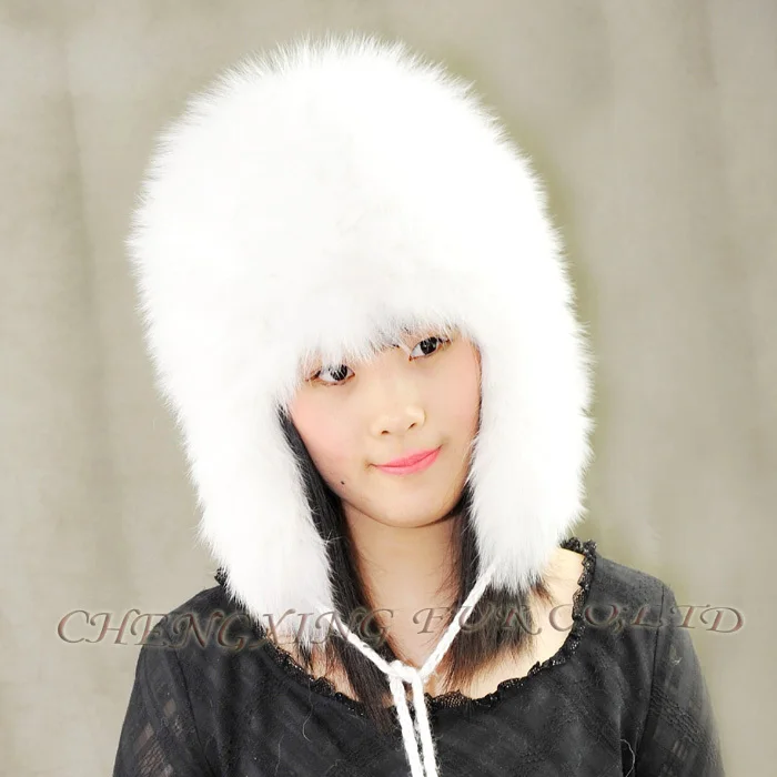 CX-C-49A модная шапка из натурального меха лисы~ Прямая - Цвет: Белый