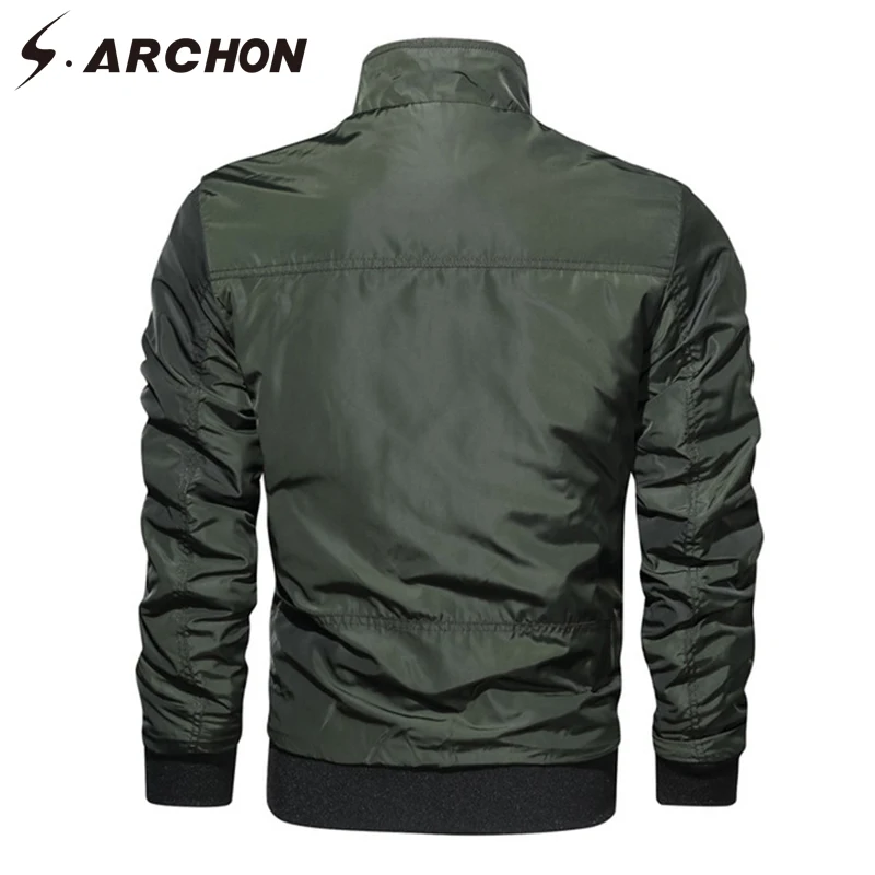 S.ARCHON Autumn Casual Jackets Men Military Style Pilot Jacket Coat Solid Thermal Bomber Plus Size Army Tactical Jacket Men