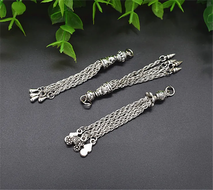 

1pair Antique Silver Plated Alloy Tassel Pendant For Making Handmade DIY Jewelry