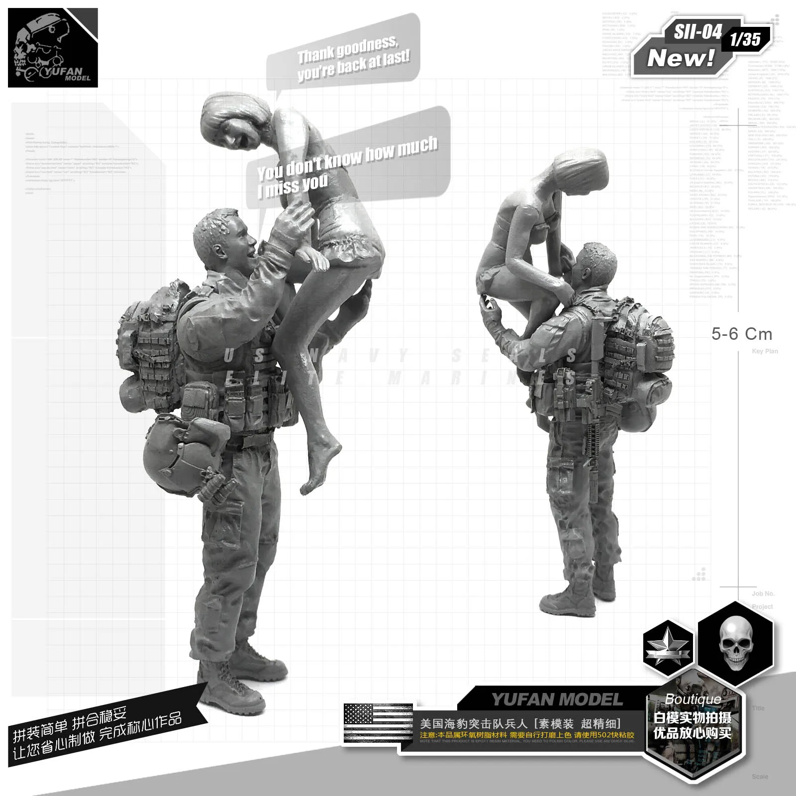 

1/35 Black Hawk Helicopter Members and Wife SII04