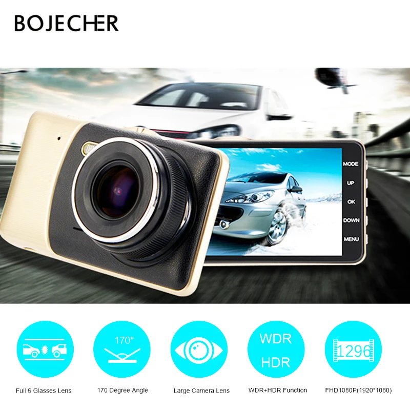 Автомобильный видеорегистратор BOJECHER 4 дюйма автомобильная камера с двумя