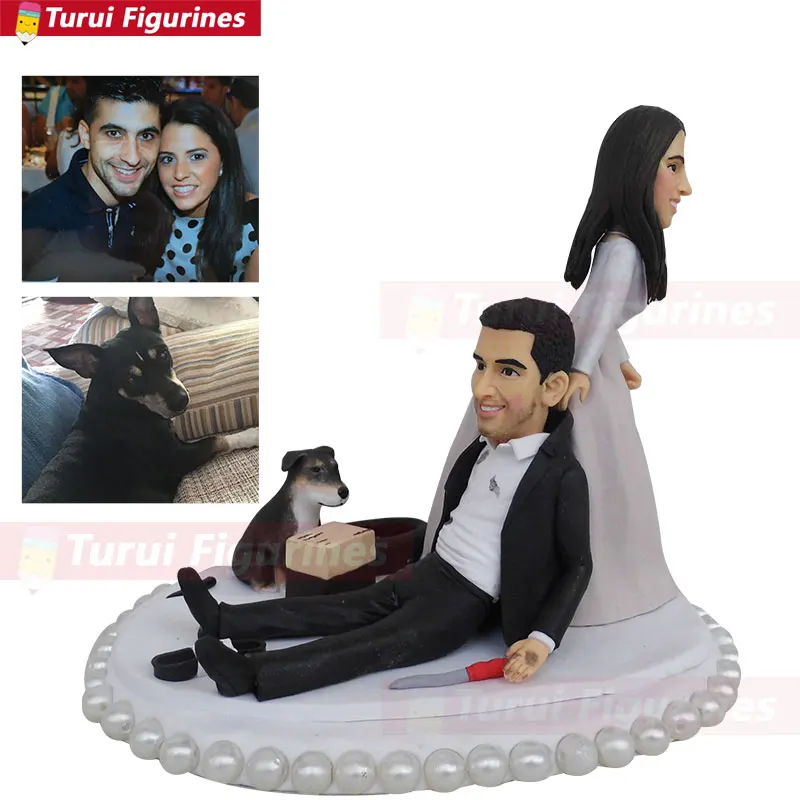  Turui Figurines custom wedding invitation cake topper dress suits ring personalised with name and d - 33056331023