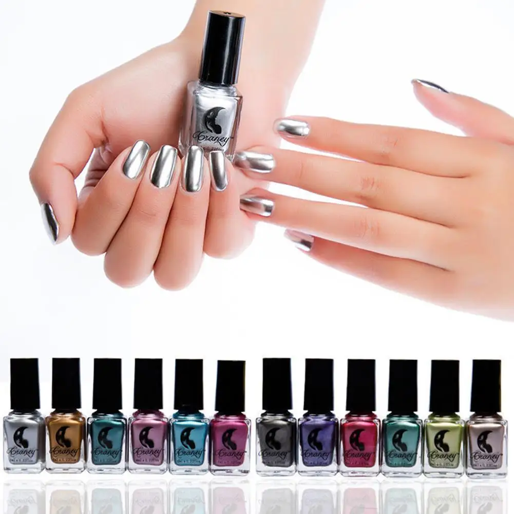 

6ml Metallic Mirror Effect Manicure Tool Nail Art Polish Varnish Semi Permanent Nail Drawing Design Sticker New