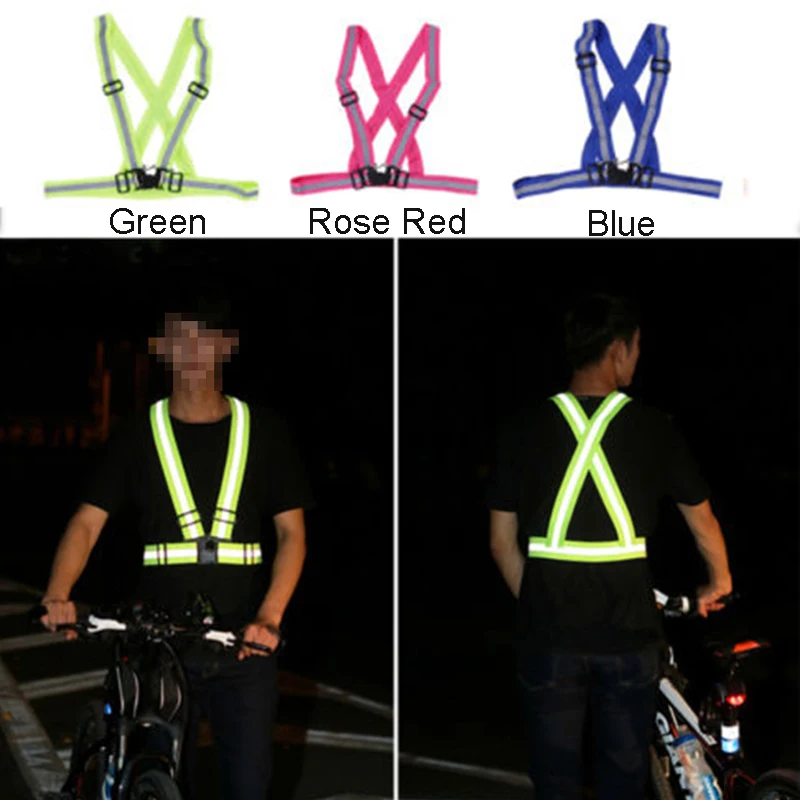 1 шт. велосипедный Регулируемый светоотражающий жилет пояс на открытом воздухе ночной езды Предупреждение безопасности рабочего места Шестерни одежда