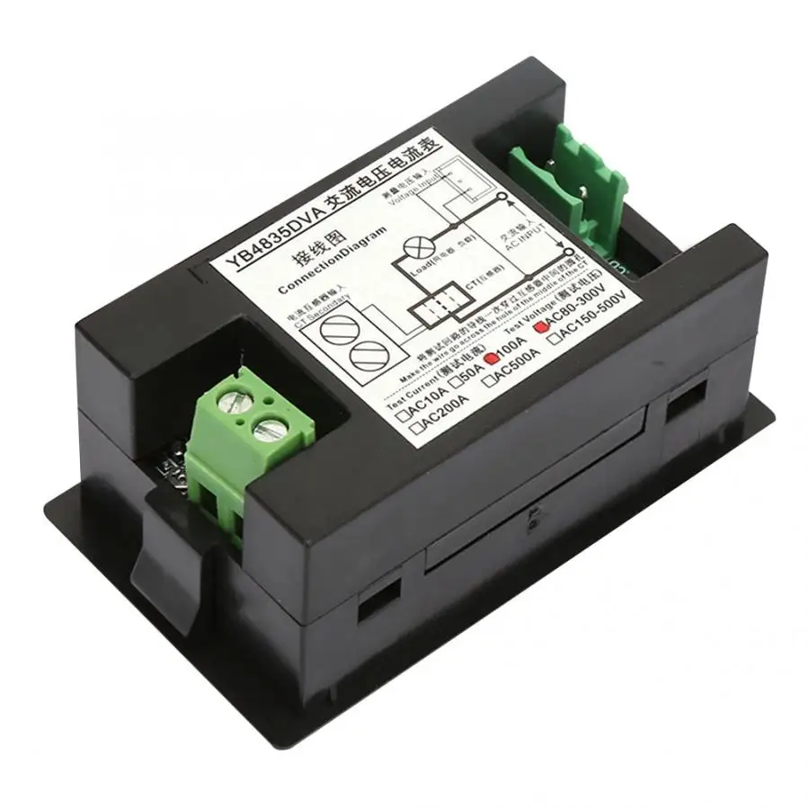 Вольтметр YB4835DVA цифровой AC 0~ 100A Амперметр Вольтметр 80~ 300 В дуплексный измерительный прибор детектор напряжения