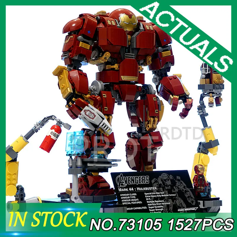 

1527Pcs Super Genuine Hero Series The 76105 Iron Man Anti Hulk Mech Set Kid's Toy Building Bricks Blocks Model Gifts