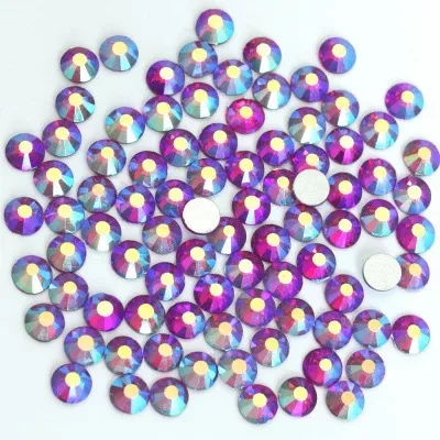 Color AB Glue on Glitter Flatback Glass Crystal Non Hot fix rhinestone For Gymnastics Clothes Shoes 3D Nail Art Decoration