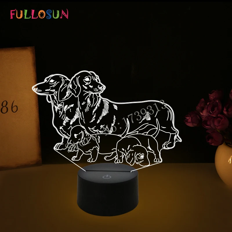 FULLOSUN мило светодиодный собака лампы 7 цветов золотистый ретривер USB Ночник детский день рождения творческий подарок 3D настольная лампа