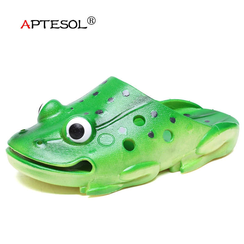 

APTESOL Women's Summer Animal Prints Slippers Children's PVC Non-slip Flip Flop Women's Outdoor Indoor Platform Flat Frog Shoes
