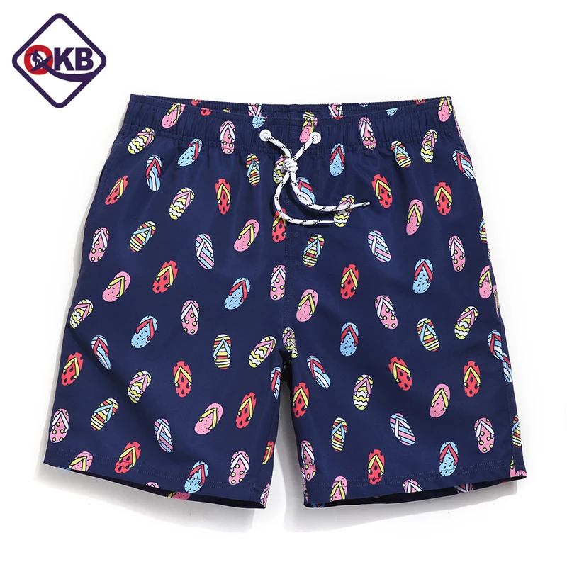 

QIKERBONG Men's Beach Board Shorts Quick Drying Men Short Bottoms Bermuda Custom Polyester Swimwear Swimsuits Plus Big Size