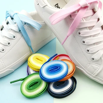 

Personality 110 cm Small Fresh Flat Color Casual Canvas Small White Shoes Color Gradient Color Lace sports Shoes Shoelaces