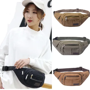 

Canvas Waist Bag Unisex Zipper Chest Bag Street Sport Casuale Fanny Pack Girl Boy Waist Belt Bags Fashion Phone Waist Pack #LL