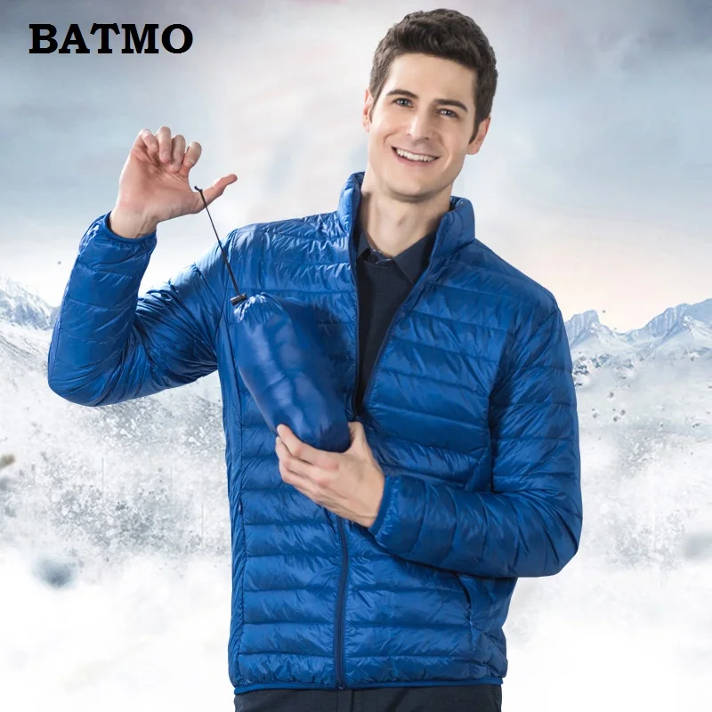 Batmo Новое поступление весна Высокое качество 90% белый утиный пух куртки для мужчин, мужские тонкие пуховики плюс-размер M-4XL - Цвет: BLUE