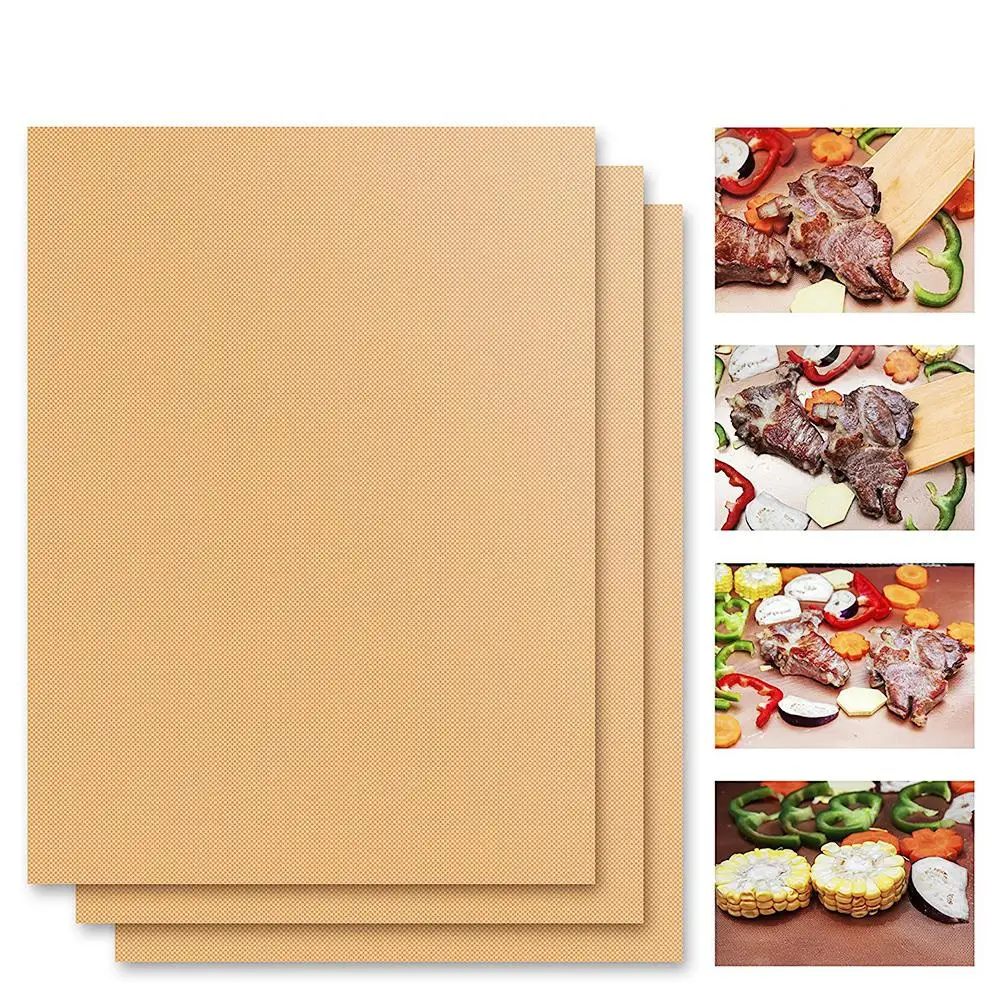 

High Temperature Resistant Non-stick BBQ Grill Mat Barbecue Baking Liners Outdoor BBQ Teflon Cooking Sheets PTFE Grill Mat