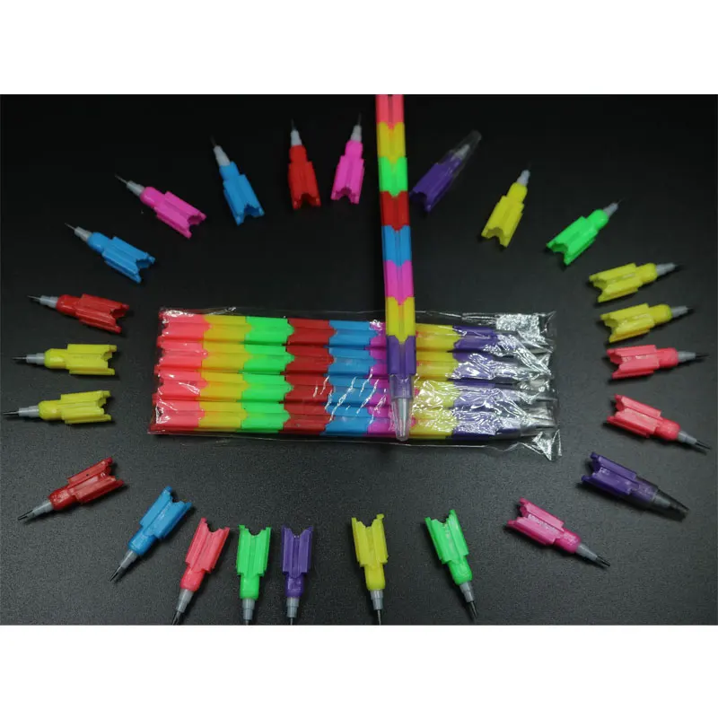 4pcs/lot Creative Building Block Pencil Unique Stackable Splitting Activity Pencil School Office Pencil Activity Pencil 10 24pcs painting stitching building blocks kid color stackable