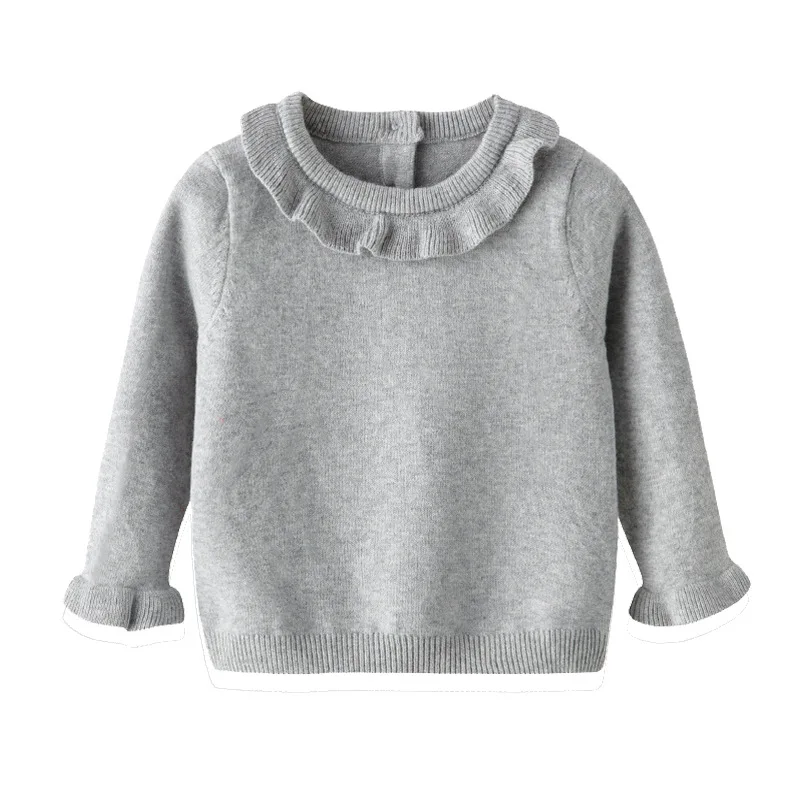 

Autumn Style Baby Girl Knitting Sweater Lotus Round Collar Knitting Kids Outfit Coat Cotton Soft Comfortable Pullover Cardigan