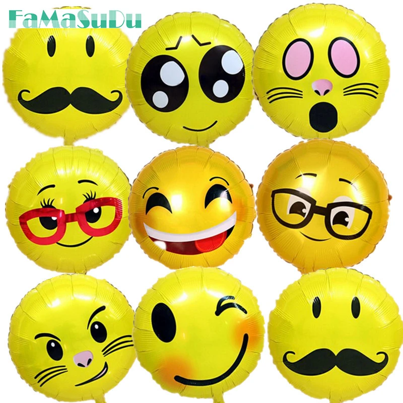 Nouveau 18 Expression Ballons 5 Pcs Emoji Feuille Ballon D Anniversaire Partie Emoticones D Helium Ballon Decoration De Mariage Ballons Gonflables Aliexpress