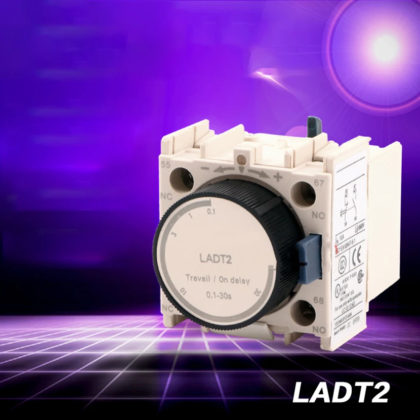 Time Delay Auxiliary LADT2 1NO 1NC Time ON Delay Relay Auxiliary Contact Block 0.1 30s Mini Time