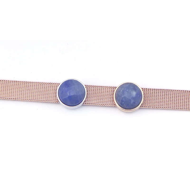 

SANSHOOR Jewelry Blue Stone Charms Round Shape Slide Charms fit 10mm Wide Mesh Bracelet Bangle 1pcs sale