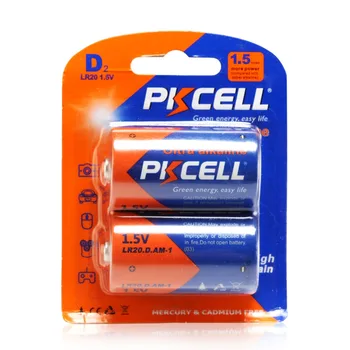 

1Pack/2Pcs Pkcell LR20 D Size Ultral Alkaline Battery UM-1 UM1 R20 1.5V Batteries for Cameras, Toys, Torches, Radios etc.