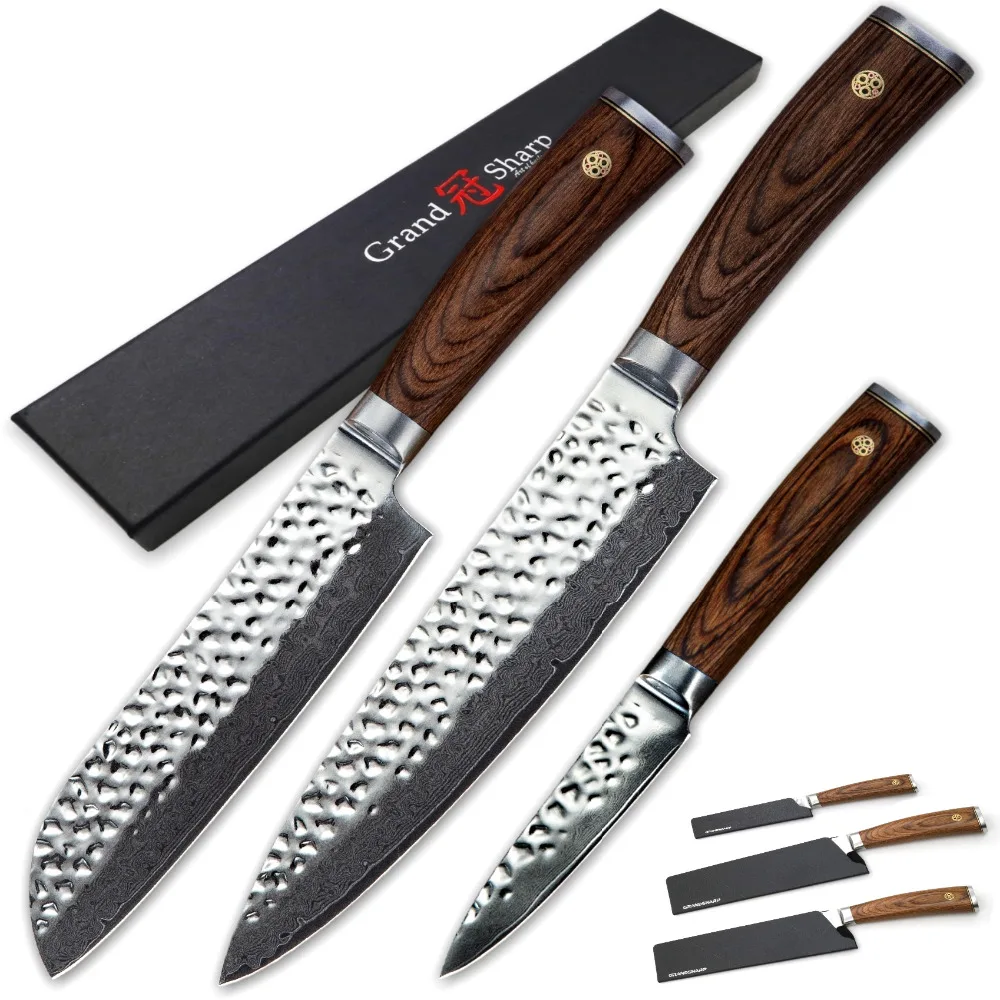 Новинка 2018 Grandsharp 3 шт. искусственный шеф повар сантоку овощерезка vg10 японские