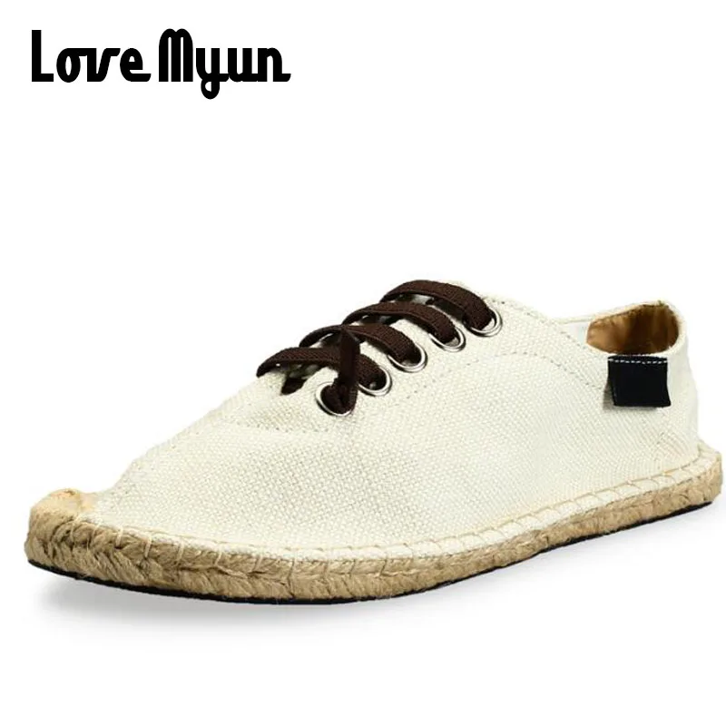 Fashion summer Boy men Espadrille Flats Shoes Black White Bule male casual Canvas Hemp Insole Fisherman Light Shoes II-09