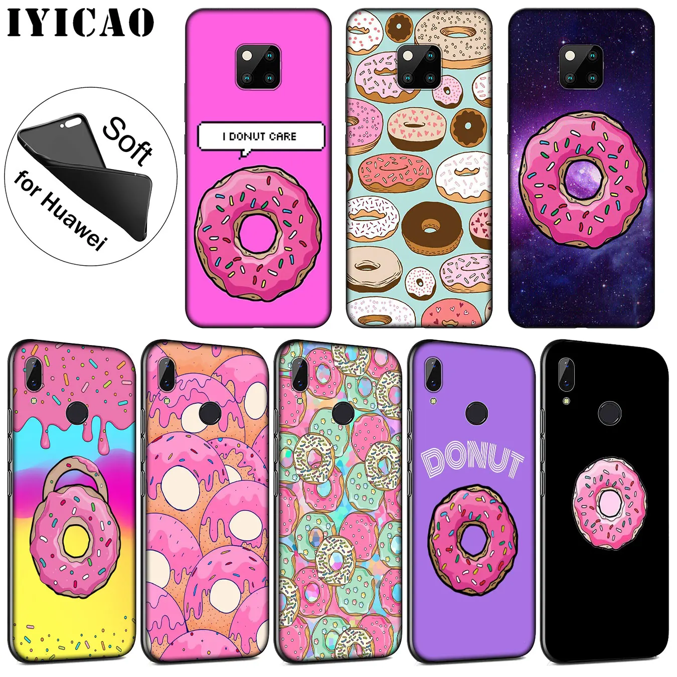 IYICAO cute Donut Soft Silicone Phone Case for Huawei Mate 30 20 10 Pro Nova 5I 5T 5 4 4E 3i 3 2i Lite Smart |