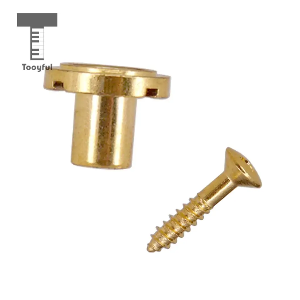 Tooyful Durable 2pcs Iron Guitar Round String Tree Retainer with Screws Set for Strat ST Electric Guitar Parts Golden
