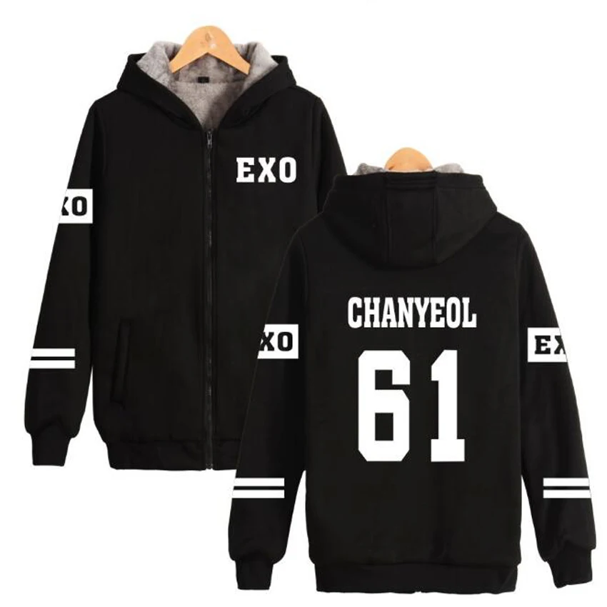 Зимняя куртка женская 2018 Корейская EXO KPOP LUHAN XIUMIN CHEN KAI SEHUN CHANYEOL утепленная теплая