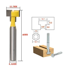 Free shipping 1Pcs 14 6.35mm Shank High Quality T-Slot Cutter Router Bit for 14 Hex Bolt