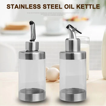 

Hot New 350ml Stainless Steel Oil Dispenser Transparent Seasoning Container Bottle for Kitchen HY99