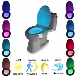 Автоматическое изменение Цвета Светодиодная лампа для уборной ночник интеллектуальных движения тела Сенсор портативное сиденье