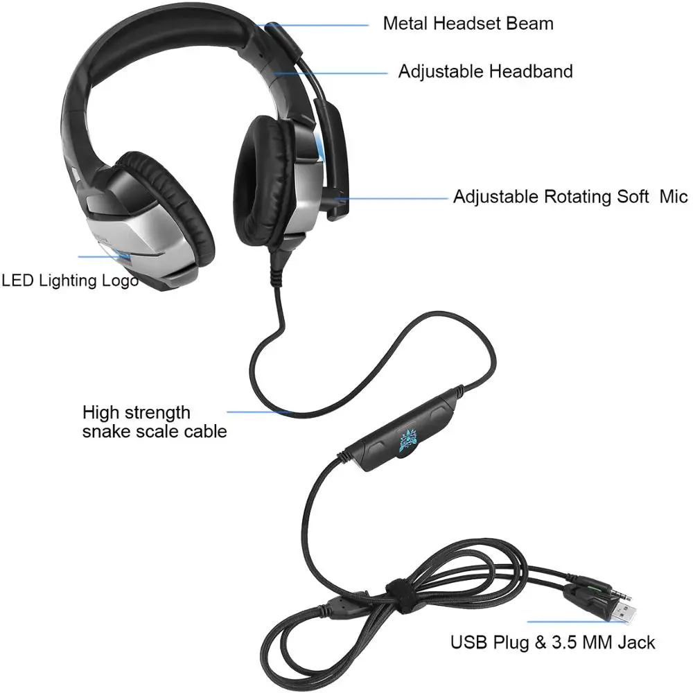 Игровая гарнитура K5 с микрофоном casque PC Gamer 3 5 мм стереонаушники для PS4 геймпад