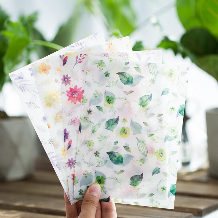 

8 pcs/pack Four Seasons Flowers Translucent Envelope Message Card Letter Stationary Storage Paper Gift