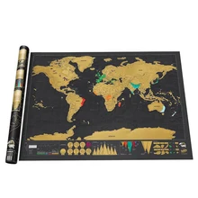 Скретч Карта мира путешествия плакат медная фольга персонализированные журнал Большой размер с цилиндрической упаковкой