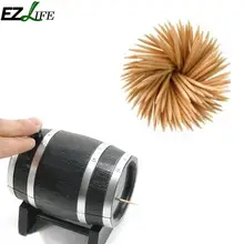 Plástico barril de vino del roble estilo caja palillo creativo automático Toothpick contenedor dispensador Gadgets prácticos YQT4858