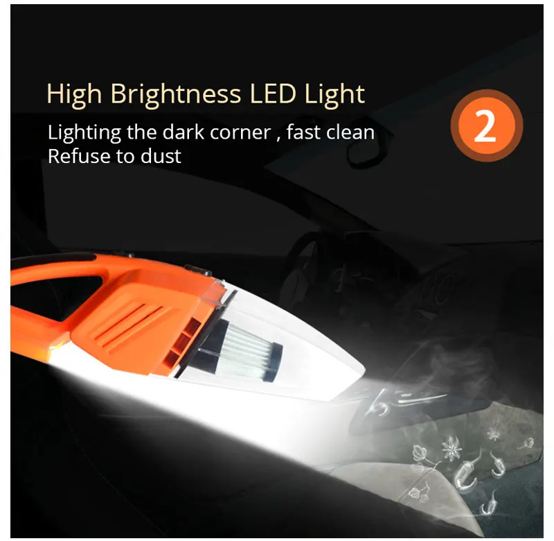 Car Vacuum Cleaner 12V 120W Portable Handheld Universal Dual Use 5m Cable LED Light Multi Dust Collector Strong Auto Accessories (10)