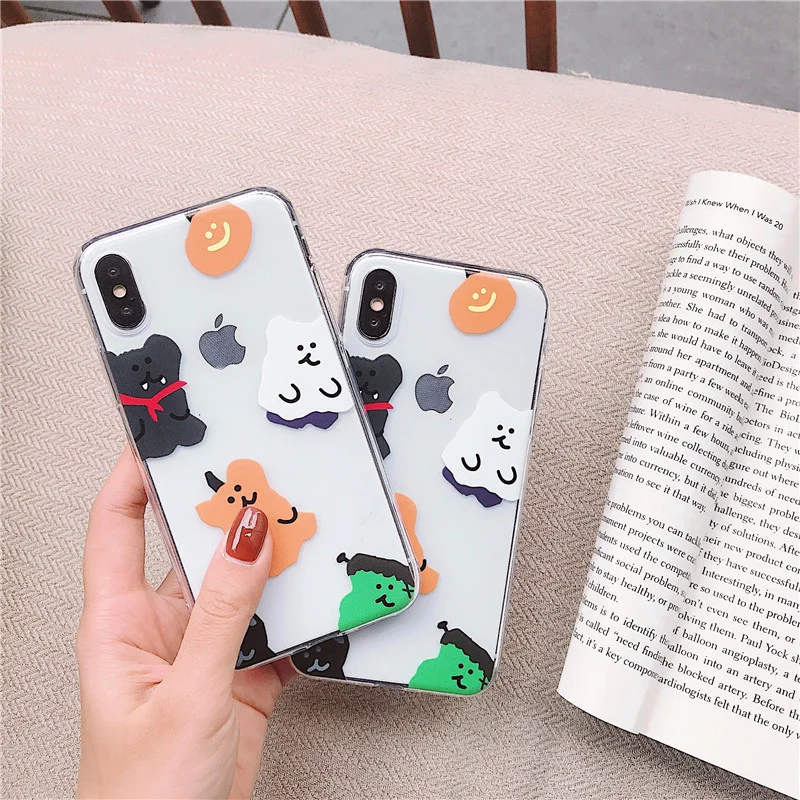 Kindy Сумка-медведь для iPhone 6S 11 Pro Max милый медведь мягкий tpu чехол для iPhone 7 8plus прозрачный силиконовый мультфильм телефон X XR Xs Max