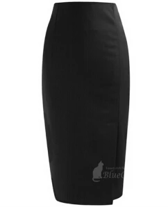 S-3XL модные юбки для женщин женские посылка хип Высокая Талия до колена Длина офисная OL профессия юбка-карандаш 5 цветов - Цвет: Черный