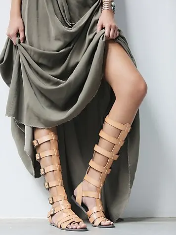 2015 Summer Style Leather Shoes Women Gladiator Buckle Flats Ancient