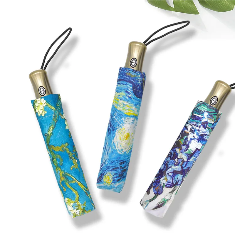 Folding Umbrella For Women folding umbrella Windproof Van Gogh Oil Painting UBY01