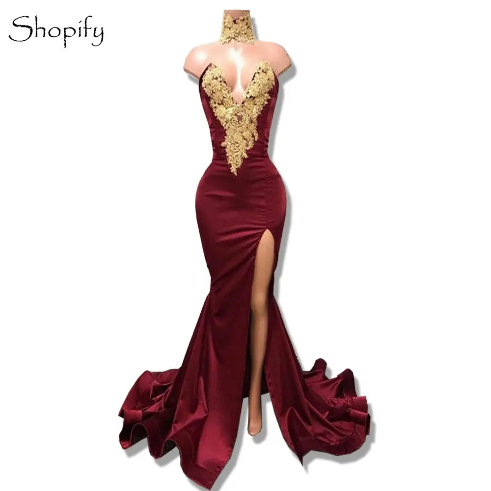 Long V-Neck Sleeveless Satin Mermaid Sexy Dress