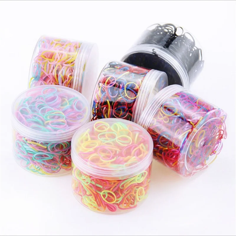 800Pcs/Lot Mini Elastic Hair Bands Hair Accessories Gift Box Set Candy Color Disposable Rubber Band Cute Hair Bands for Girls